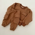 thumbnail image 2 of Mercatoo Toddler Thick Warm Tops Pants Outfits Padded Cargo Coats Joggers Sweatpants 2pc Sets Baby Boys Cotton Pockets Clothes, 2 of 4