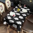thumbnail image 2 of Black Halloween White Ghosts Rectangle Tablecloth 60"x102",Waterproof Polyester Rectangle Table Cloth, Wipeable Spillproof Polyester Tablecloth for Dining, Camping, Indoor and Outdoor, 2 of 6