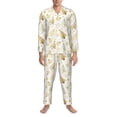 thumbnail image 3 of Fotbe Gold Christmas Tree Pijama de Hombre con Estampado de Manga Larga, Conjunto de 2 Piezas, Ropa de Dormir Suave y Cómoda con Bolsillos-Small, 3 of 7