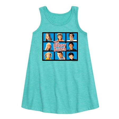 

The Brady Bunch TV Show - Classic Hollywood Squares - Family - Toddler and Youth Girls A-line Dress