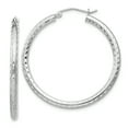 thumbnail image 1 of Beautiful Sterling Silver Rhodium-plated 2.25mm D/C Hoop Earrings, 1 of 2
