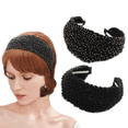 thumbnail image 4 of Diadema ancha Ormromra tejida de tela vintage para mujeres y niñas, 4 of 5