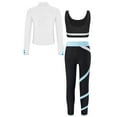 thumbnail image 2 of inhzoy Kids Girls Figure Ice Skating Outfits Long Sleeve Sweatshirt Jacket Crop Top with Practice Leggings Set Light Blue 12, 2 of 5