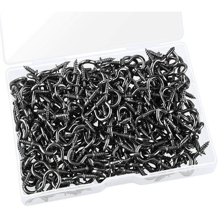 

1/2 Inch Metal Ceiling Hooks Nickel Plated Hook Holder Screw in Hook for Hanging Mugs Plants 100 PCS (Black)