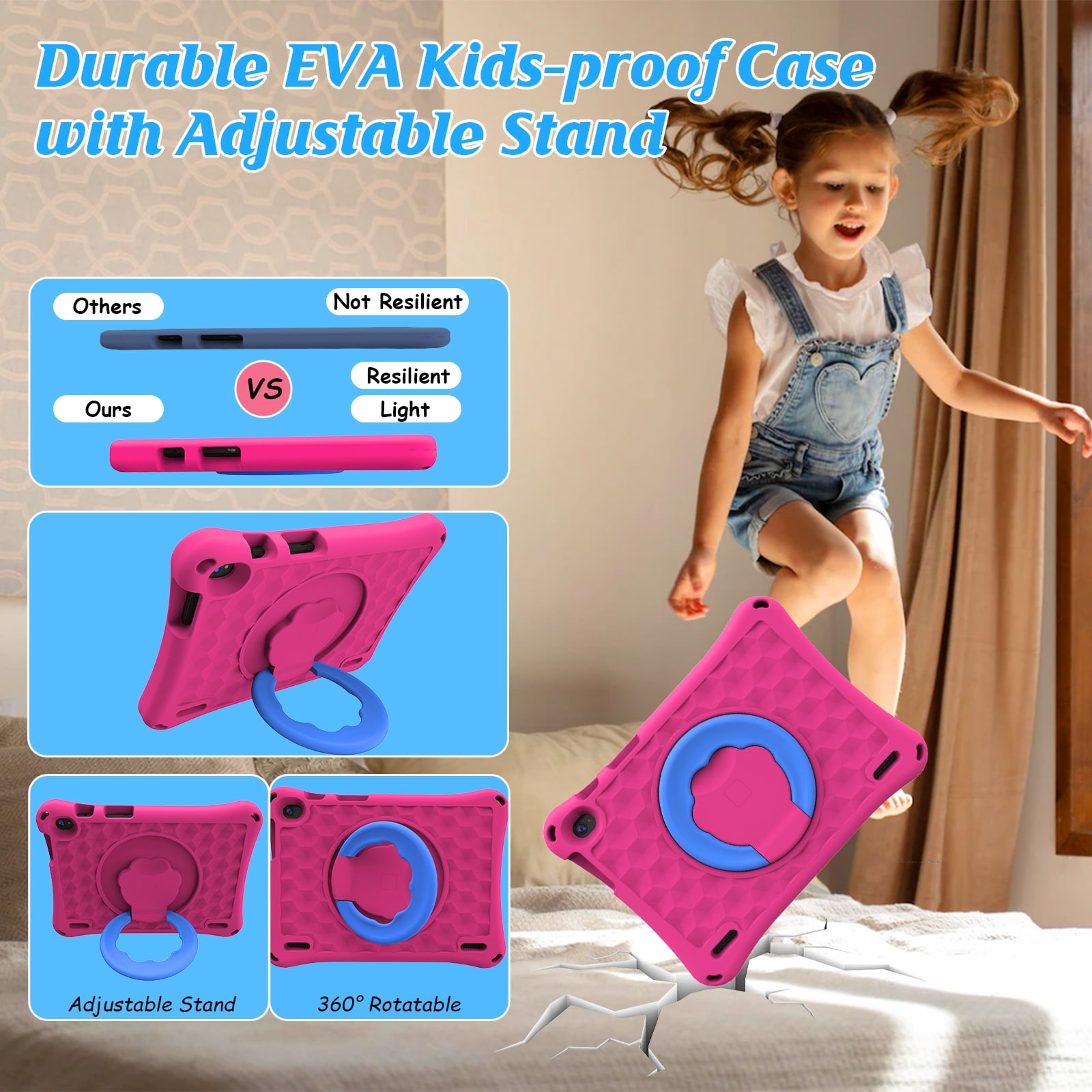 Kids Tablet, 10 inch Android Tablet for Kids, Toddler Tablet with Case, Parental Control, 6000mAh, Quad Core Processor, 2GB RAM 32GB ROM, HD Touch Screen Tablets, Pink