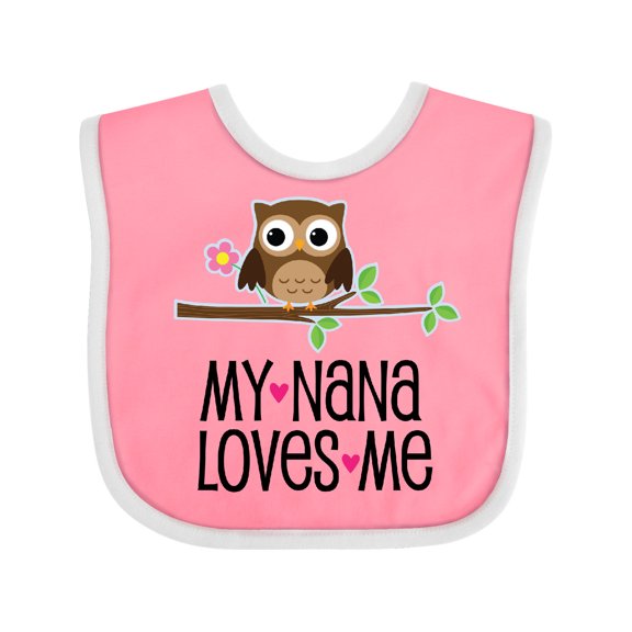 Inktastic My Nana Loves Me Owl Girls Baby Bib