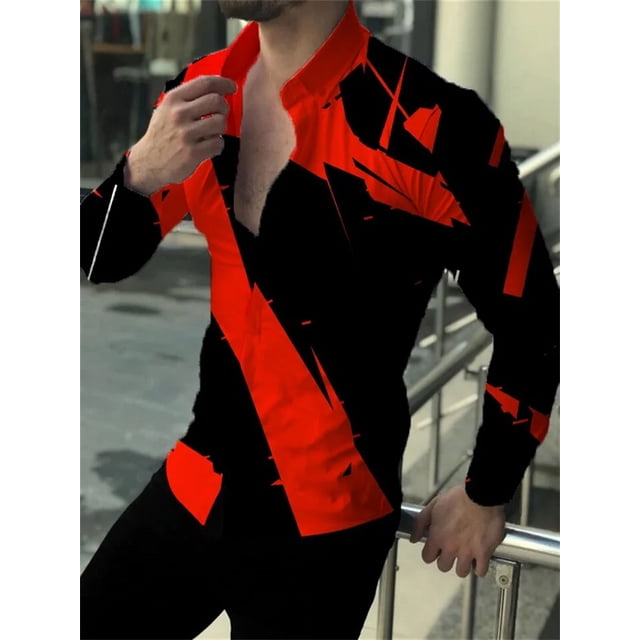Camisa de hombre delgada con solapa y botones en morado, rojo, azul y verde, diseño de diseñador HD, suave, cómoda, informal, para fiestas al aire libre, para hombre