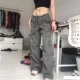 thumbnail image 2 of Pantalón Cargo Mujer Con Cremallera Talle Alto Algodón Suave Diseño Para Cumpleaños Regalo San Valentín Gris, 2 of 5