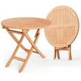 thumbnail image 1 of Gymax Table de Salle à Manger Ronde d'Extérieur Pliante de 31,5 Po pour Patio en Teck d'Indonésie Massif, 1 of 7