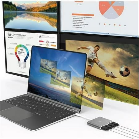 j5create - USB-C to 4-Port HDMI Multi-Monitor Adapter - Silver