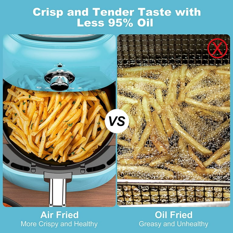 Galanz Retro Blue Air Fryer - Oil-less, Removable Fry Basket, Knob