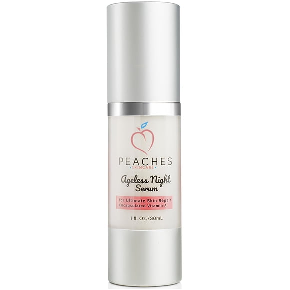 Peaches Skin Care Ageless Face Serum (1 oz) - Suero de retinol para la cara - Suero antienvejecimiento para la cara - Suero facial vegano con vitamina A - Suero iluminador para manchas e imperfeccione
