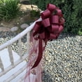 thumbnail image 4 of Burgundy Pull Bows with Tulle Tails - 8" Wide, Set of 6, Wedding, Reception, Fall, Thanksgiving, Christmas, 4 of 4