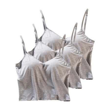 Tank Top With Built In Bra For Women Sevevn 3pc Women s Solid-neck Short Thin Padded Without Steel Ring Integrated Padded V-neck Suspender Cropped Tank Tops For Women