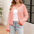 thumbnail image 3 of Yokua Cardigan Sweaters for Women Lightweight Knit Button Front Striped Cardigan Sweaters Trendy Oversized Sweater Coat, 3 of 7