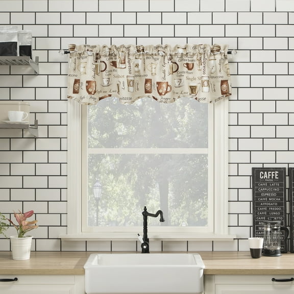 No. 918 Bristol Coffee Shop Semi-Sheer Rod Pocket Kitchen Curtains, 54"x14", Ivory