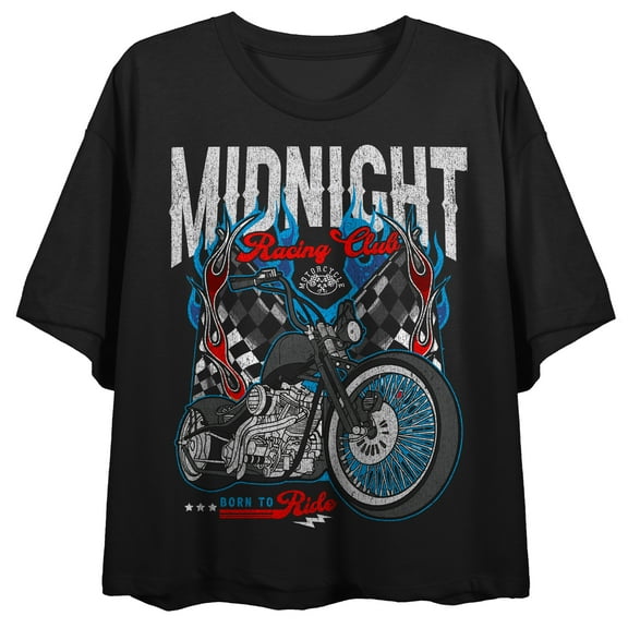 Midnight Racing Club Women's Black Graphic Crop Tee-Medium