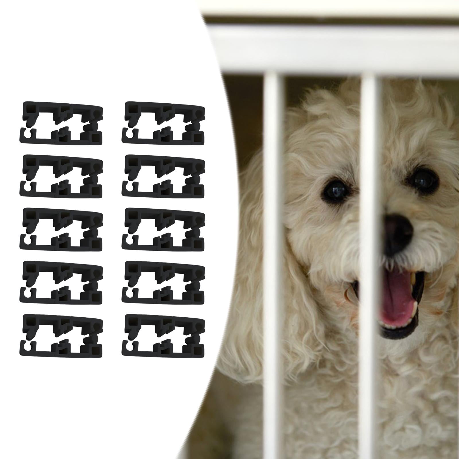 balikha 10 Pieces Pet Fence Clamps Dog Enclosure Accessories Clamp Connector Cat Villas Bird Cages Tube Fixing Buckles Playpen Lock Black
