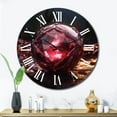 thumbnail image 2 of Designart "Red Gold Vibrant Stones Fiery Minerals" Stone Geode Oversized Wall Clock, 2 of 5