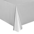 thumbnail image 6 of Juvale 3 Pack Plastic Table Cloths - Metallic Silver Plastic Tablecloth for Birthday Party Decorations (Shiny Foil, 54x108 Silver Tablecloth), 6 of 8