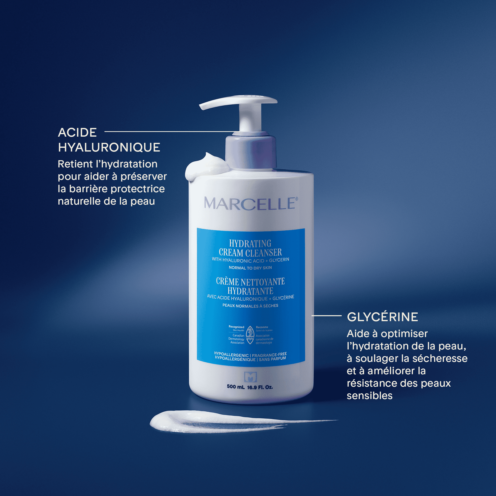 Crème nettoyante hydratante, 500mL Crème nettoyante hydratante et non moussante