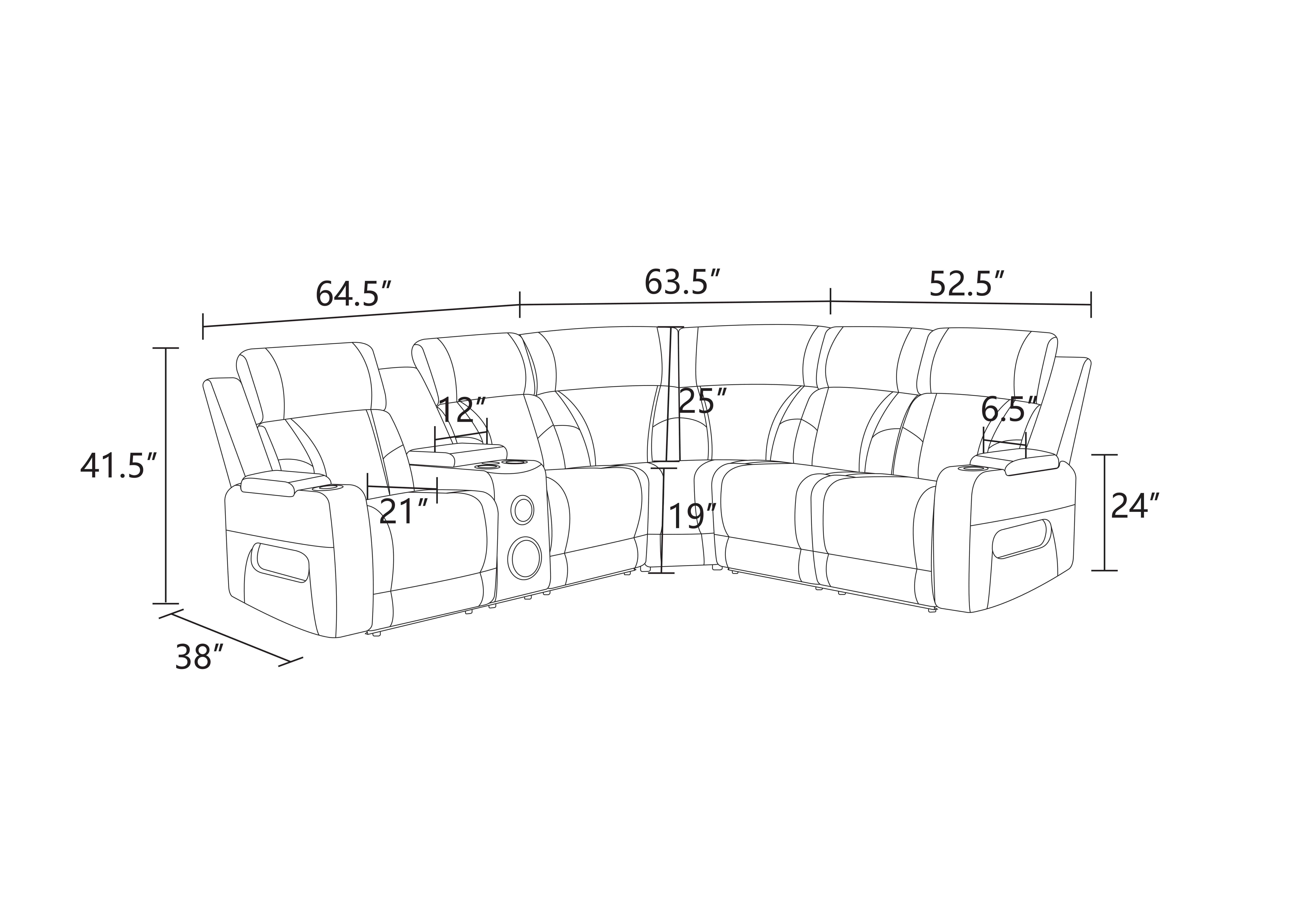 Gewnee Power Reclining Sectional Sofa, Air Leather, Adjustable Recline, USB & Type‑C Charging, Bluetooth Speaker, Cup Holders & Storage, Comfort Couch for Living Room Home Theater, Blackish Gray