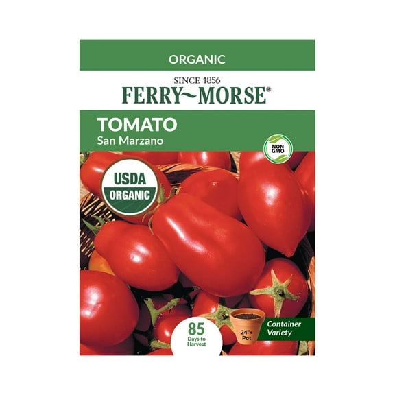 Ferry-Morse Organic 125MG Tomato San Marzano Annual Vegetable Seeds, Full Sun