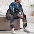 thumbnail image 5 of Wukai Lonely Night Sky Wolf Men's Long-Sleeve Pajama Set - Comfortable Sleepwear with Button-Down Shirt and Pants-XX-Large, 5 of 6