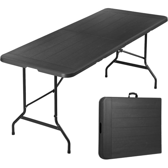 6-foot folding table, suitable for both indoor and outdoor use, portable heavy-duty folding plastic dining table