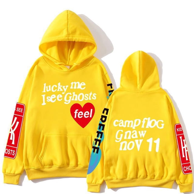 Unisex Lucky Me I See Ghosts Rapper Long Sleeve Sweatshirt Hip Pop Hooded Hoodie for Women