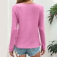 thumbnail image 5 of Chbgutlmr Womens Tops Long Sleeve Button V Neck Knitted Blouse Casual Loose Fall Solid Color Tunic Tops, 5 of 7