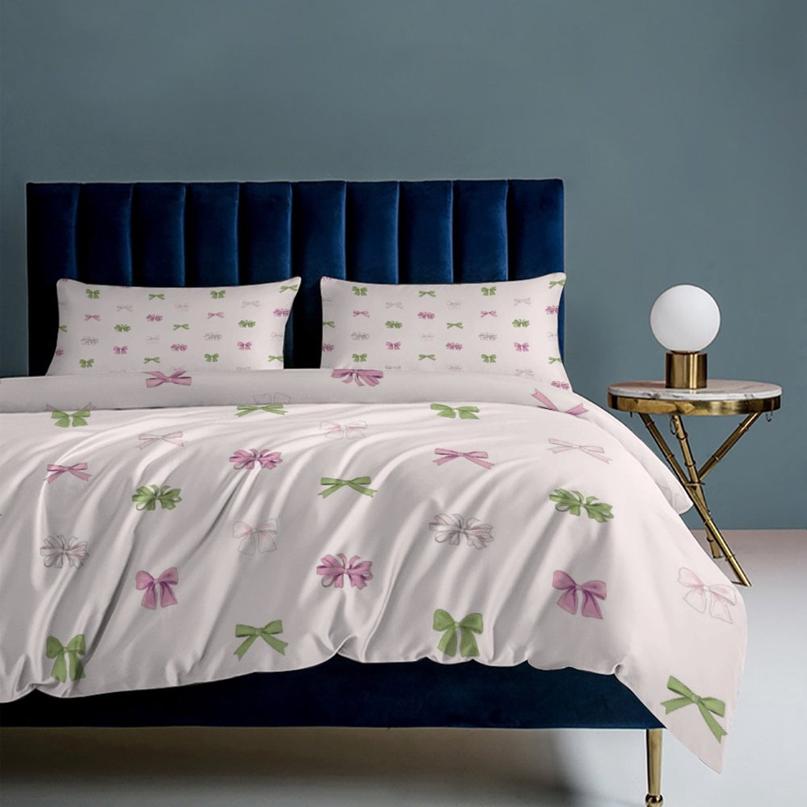 ss Cute Bow Duvet Cover Set Themed Multicolor Polyester Bedding Set for Bedroom Decoration