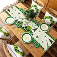 thumbnail image 5 of Gnomes Table Runner 90 Inches Long St. Patricks Day Lucky Leprechaun Shamrock Golden Green Table Runner Dresser Scarves for Dinner Parties Washable Cotton Linen Table Runners 13" x 90", 5 of 6