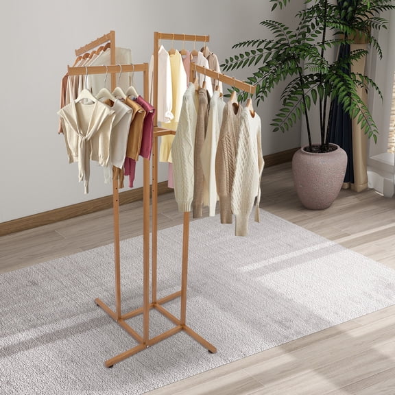 4-Way Clothing Display Rack, Commercial Grade Gold 70.87in Adjustable