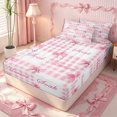 thumbnail image 2 of Erosebridal Preppy Gingham Bow Zipper Queen Comforter Set with Fitted Sheet and 2 Pillowcases,Serene Butterfly Quote Zipper Bedding Set,Pink White,4 Pieces,Pink Reversible, 2 of 6