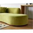 thumbnail image 3 of 132 Inch Olive Green Velvet Curved Sofa, 6 Seater Half Moon Couch with Pillows, Modern Luxury Sofa for Living Room, Apartment, 3 of 8