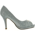 thumbnail image 2 of Bonnibel Olga-7 Round Toe Glitter Mesh Rhinestone Studded Low Platform Pump Heels, 2 of 4