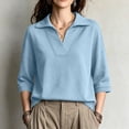 thumbnail image 6 of Taqqpue Women's Sweatshirt 3/4 Sleeve Lapel Half Zip Up Sweatshirt Solid Color Oversize Hoodless Hoodies Loose Fit Casual Pullover Tops with Pockets for Women, 6 of 9