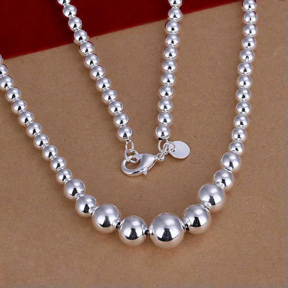EOEMY Silver 925 Chain Bead Cute Women Necklace Jewelry Fashion Nice Wedding Gift N195