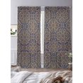thumbnail image 4 of Vintage Mediterranean Sheer Curtains 96 Inches Long 2 Panels Set, Window Sheer Curtains for Living Room/Bedroom, Retro Morocco Abstract Art Brown Blue Light Filtering Rod Pocket Curtain 52''x96''x2, 4 of 8
