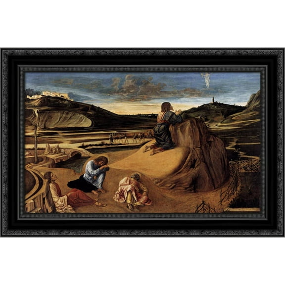 The Agony in the Garden 24x19 Black Ornate Wood Framed Canvas Art by Bellini, Giovanni