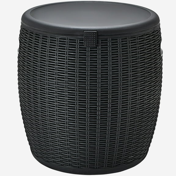Sptwo | 9.5 Gal Cooler Bar Table, Patio Wicker Ice Cool Bar Table, Outdoor Rattan Bar Table with Ice Bucket, Ice Bucket with Side Handles & Lid, Beer & Wine Cooler for Party, Poolside, Yard,Black