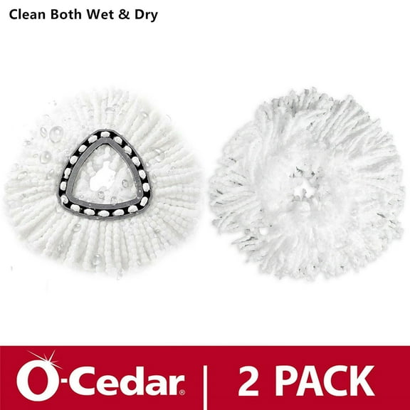 O-Cedar 360° Spin Mop Refill 2 PCS Microfiber Replacement Mop Head, White