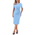 thumbnail image 2 of INSPIRE CHIC Work Dresses for Women Crew Neck Short Sleeve Business Office Sheath Wrap Dress 2025 L Sky Blue, 2 of 6