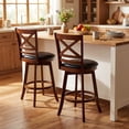 thumbnail image 2 of Costway 25" Swivel Counter Barstools Set of 2 with Backrest & Faux Leather Upholstered Seat, 2 of 8