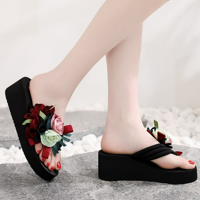 VerPetridure Slippers for Women Slippers Women Flowers Beach Breathable  Sandals Home Slipper Flip-Flops Wedges Shoes 