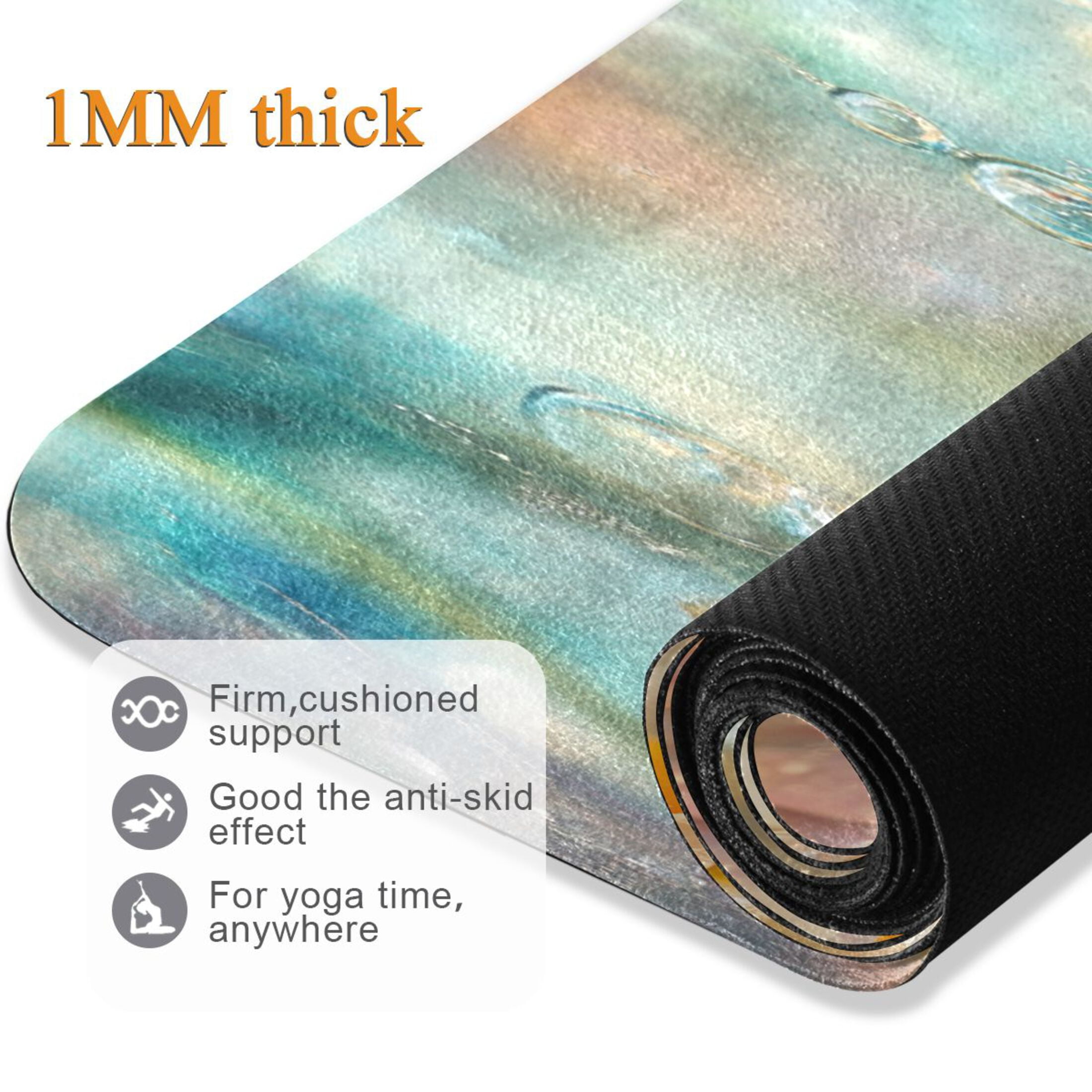 BZSMCE Yoga Mat Women Flowers Water Bubbles Fitness Mat