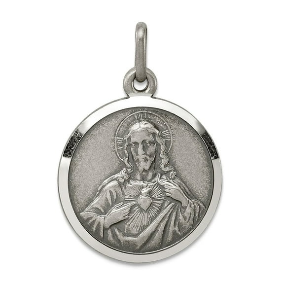 925 Sterling Silver Solid Satin Back Reversible Oxidized Antiqued Infant of Prague Medal Pendant Necklace 31x16mm Wide P