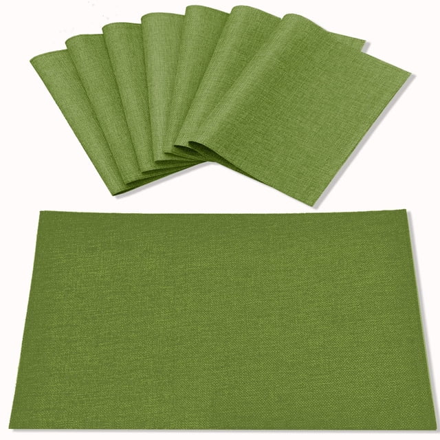 Rinpon Juego De 8 Manteles Individuales De Tela Tipo Lino, Lavables A Máquina, Resistentes Al Calor, Manteles Individuales De Cocina De Poliéster Grueso Sin Arrugas Para Mesa De Comedor (Verde)