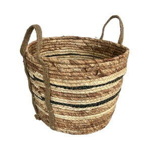 Cesta negra con tapa, cestas grandes de mimbre de 20 x 15 pulgadas para  organizar, cestas de cuerda de algodón tejida para almacenamiento